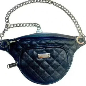 STEVE MADDEN BLACK SILVER CHAIN FANNY  PACK